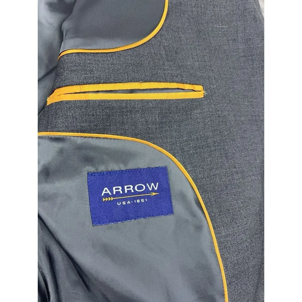 Arrow Blazer Mens‎ 44S Gray Silver Buttons Wool Blend Jacket Sports Coat